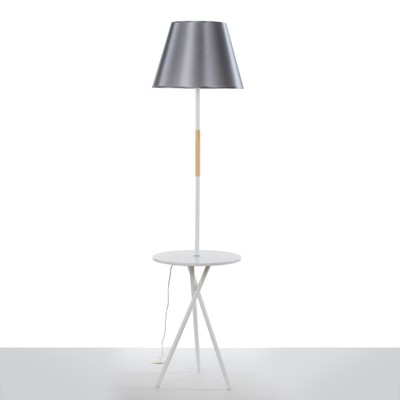 Торшер напольный BayerLux«Патрисиа» со столиком, 1×15 Вт, Е27, белый/серый, 40×40×157 см
