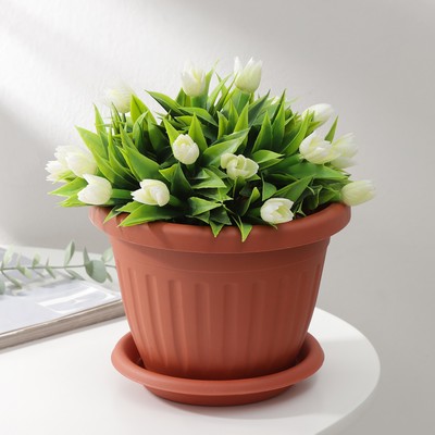 Горшок для цветов с поддоном «Сильвер ЭКО», 1.9 л, d=18 см, цвет терракотовый