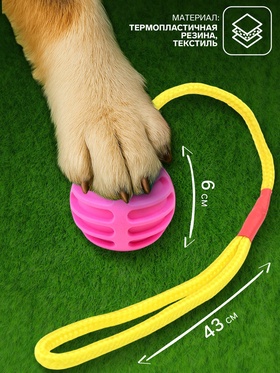 Игрушка «Шар усиленный на веревке», 43 см, шар 6 см, розовый