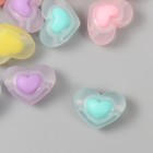 Бусина акрил "Сердце в сердце - матовое" набор 25 шт разноцветные 1х1,7х1,3 см - Фото 2