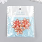 Декор для творчества пластик "Хрустальный цветок" красный 3х3 см (комплект 5 шт) - фото 21710024