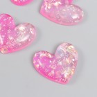 Декор для творчества пластик "Сердечки с глиттером" розовый 2,8х2,4 см - фото 280653602