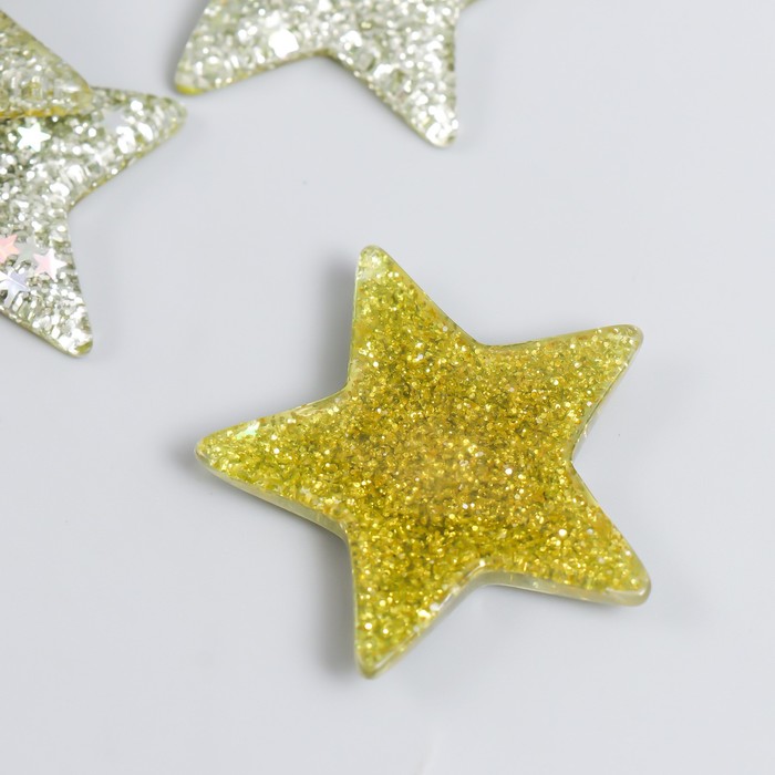Декор для творчества пластик "Блестящая звёздочка" золото 3,8х3,8 см - фото 1897238856