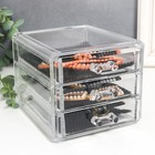 Шкатулка пластик "Комод 3 ящика" прозрачная 10х14,5х12 см - фото 24440633