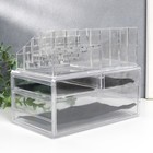 Шкатулка-органайзер пластик 3 ящика прозрачная 19х14,5х24 см - фото 22541438