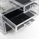 Шкатулка-органайзер пластик 3 ящика прозрачная 19х14,5х24 см - фото 22541440