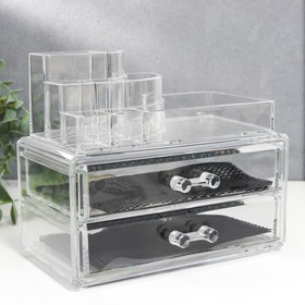 Шкатулка-органайзер пластик 2 ящика прозрачная 16х11,3х18,5 см