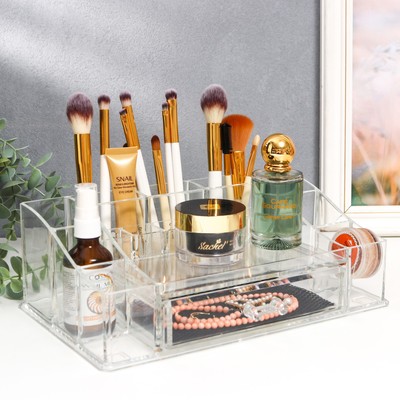 Шкатулка-органайзер для украшений, косметики, 1 ящик, прозрачная, 9.5×17.5×27.5 см