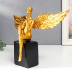 Сувенир полистоун "Золотой ангел на кубе" 20х7х27 см - фото 24523805