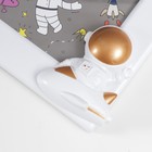Фоторамка пластик 12х17 см "Космонавт и ракеты" белая с золотом 19,5х24,5 см - фото 9507851