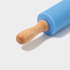 Скалка Доляна «Валенсия», 30×4 см, рабочая часть 17.5 см, голубая - Фото 3