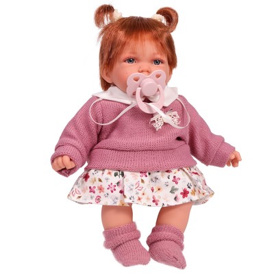 Кукла озвученная «Эмма», в розовом, 27 см, говорящая, смеющаяся, мягконабивная