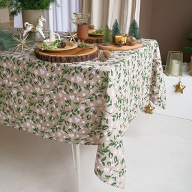 Скатерть новогодняя Доляна Frosty berries 149×220± 3 см, 100% хлопок, рогожка 164 г/м²
