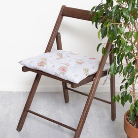 Сидушка на стул Доляна Roses on linen 42х42 см, 100% хлопок, рогожка 164 г/м2