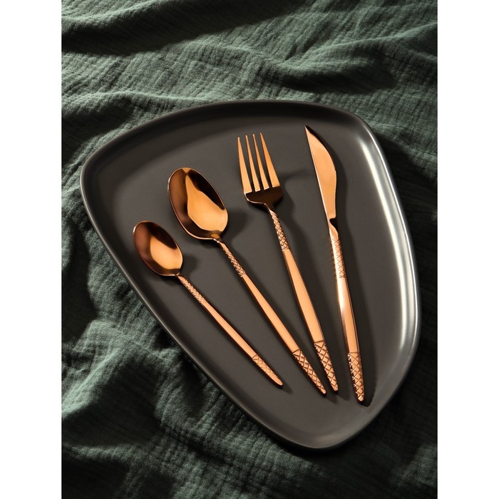 Набор столовых приборов из нержавеющей стали Magistro «Античность», 4 предмета, цвет бронзовый - Фото 1