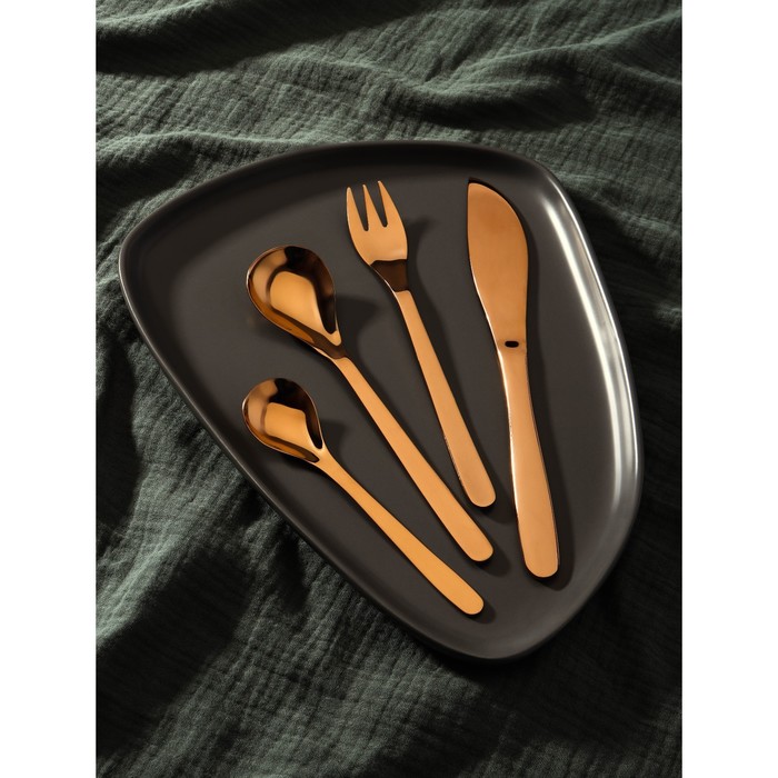 Набор столовых приборов из нержавеющей стали Magistro Aqua, 4 предмета, цвет бронзовый - Фото 1