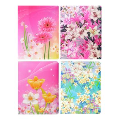 Папка с 30 вкладышами Calligrata «Цветы» А4, пластик, 400 мкм, МИКС