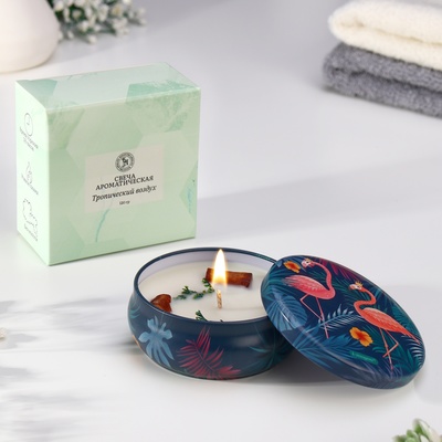 Ароматическая свеча в банке «Тропический воздух», из соевого воска с сухоцветом, 3×8.5 см, 110 г