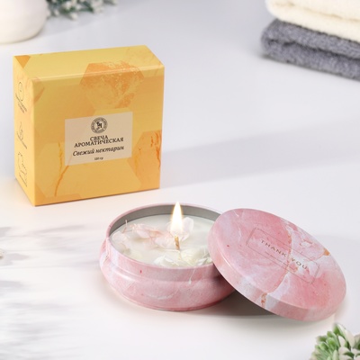 Ароматическая свеча в банке «Свежий нектарин», из соевого воска с сухоцветом, 3×8.5 см, 110 г