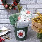 Набор новогодний подарочный Доляна «Гранаты» : полотенце 30×60, лопатка, кисть, губка - Фото 1