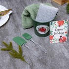 Набор новогодний подарочный Доляна «Гранаты» : полотенце 30×60, лопатка, кисть, губка - Фото 2