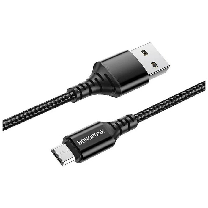 Кабель Borofone BX54, microUSB - USB, 2.4 А, 1 м, нейлоновая оплётка, чёрный - фото 51456475