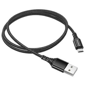 Кабель Borofone BX54, microUSB - USB, 2.4 А, 1 м, оплётка нейлон, чёрный