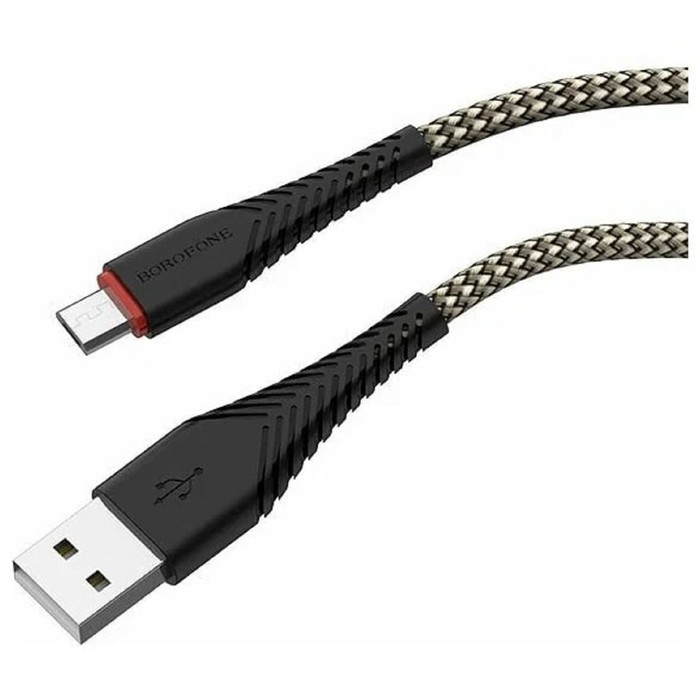 Кабель Borofone BX25, microUSB - USB, 2.4 А, 1 м, нейлоновая оплётка, чёрный - фото 51456494