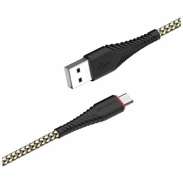 Кабель Borofone BX25, microUSB - USB, 2.4 А, 1 м, нейлоновая оплётка, чёрный - фото 51456495