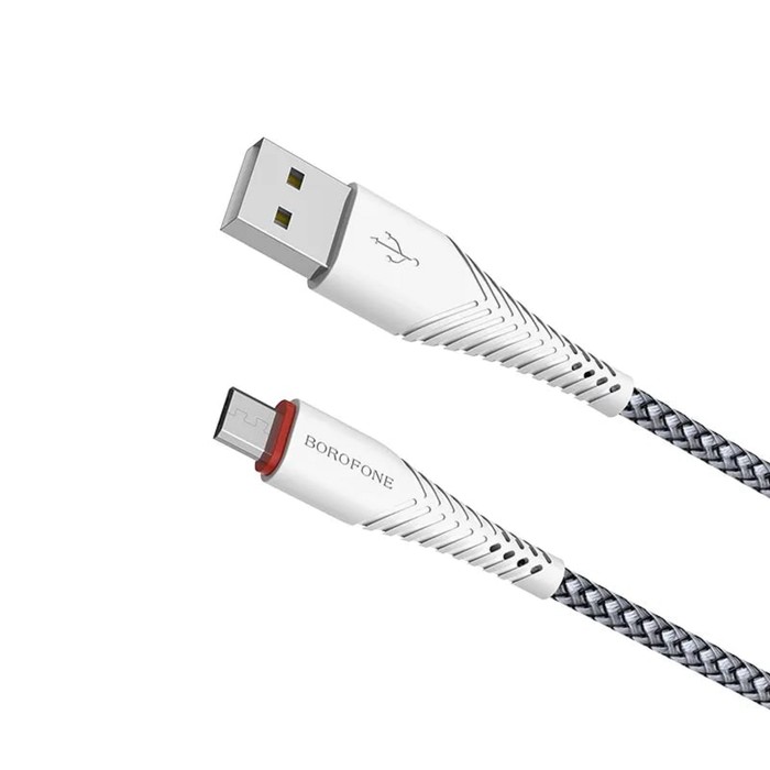 Кабель Borofone BX25, microUSB - USB, 2.4 А, 1 м, нейлоновая оплётка, белый - фото 51456501