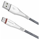 Кабель Borofone BX25, Type-C - USB, 3 А, 1 м, нейлоновая оплётка, белый - Фото 2