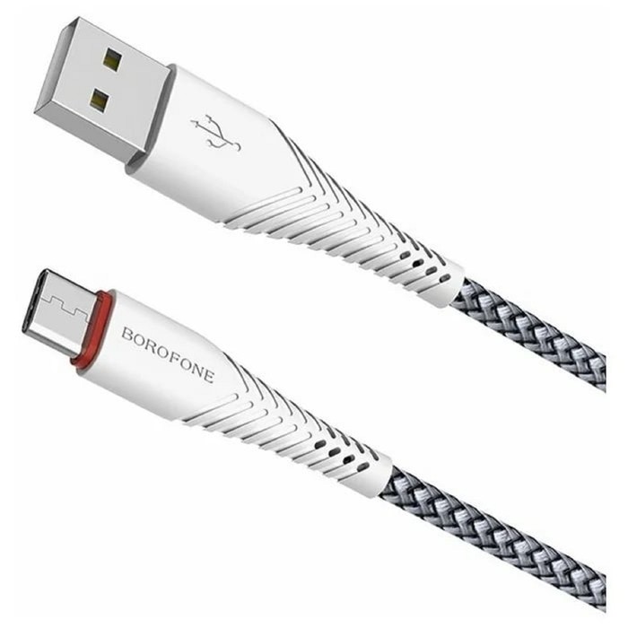 Кабель Borofone BX25, Type-C - USB, 3 А, 1 м, нейлоновая оплётка, белый - фото 51456505