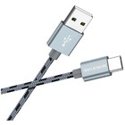 Кабель Borofone BX24, Type-C - USB, 3 А, 1 м, нейлоновая оплётка, серый 9088750 - фото 13830098