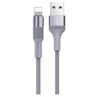 Кабель Borofone BX21, Lightning - USB, 2.4 А, 1 м, тканевая оплётка, серый - Фото 2