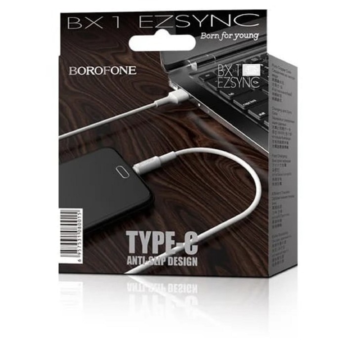 Кабель Borofone BX1, Type-C - USB, 3 А, 1 м, PVC оплётка, белый - фото 51456538