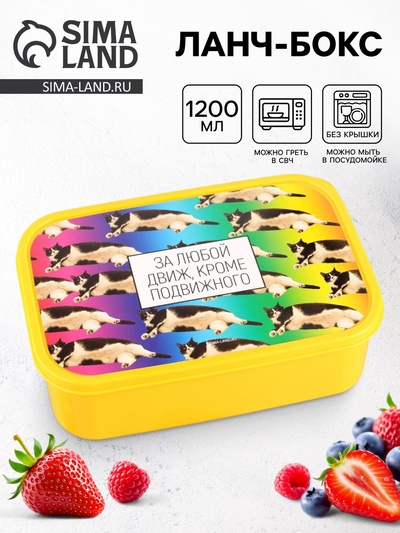 Ланч - бокс прямоугольный «За любой движ, кроме подвижного», 1200 мл