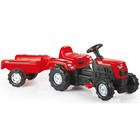 Трактор на педалях с прицепом, цвет красный - фото 2104993