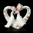 Сувенир керамика "Голубки на сердце с бантом" МИКС 11,5х13,5х6 см - Фото 1