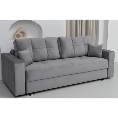 Прямой диван «Кардинал», тик-так, независимый пружинный блок, велюр, цвет ultra grey