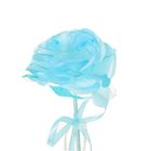 Цветок-конфетница для букетов "Роза" голубая с бантиком - Фото 3