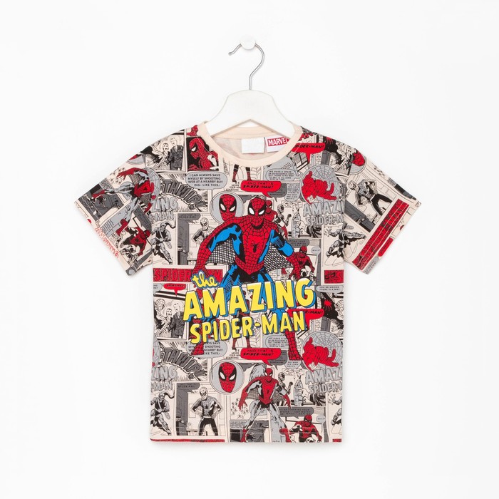 Футболка детская «Супергерой», бежевая, рост 110-116 см - Фото 1