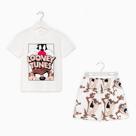 Комплект детский (футболка, шорты) Looney Tunes, цвет белый, рост 98-104 см (3-4 года)