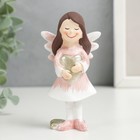 Сувенир полистоун "Малышка-ангел в бело-розовом платьице с золотым сердцем" 9,5х3,5х5 см - фото 3005786