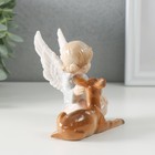 Сувенир полистоун "Кучерявый ангел с оленёнком" лак 9,5х9,5х10,5 см - Фото 3