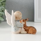 Сувенир полистоун "Кучерявый ангел с оленёнком" лак 9,5х9,5х10,5 см - Фото 4