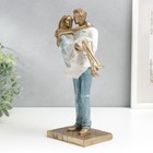 Фигура полистоун «Влюблённые. Буду носить тебя на руках», бело-голубой под бронзу, 26×9×16 см - Фото 2