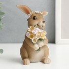 Сувенир полистоун "Кролик в цветочном венке и букетом цветов" 11х7,5х7,5 см - Фото 4