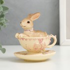 Сувенир полистоун "Кролик в ажурной чашечке" 8х7х8 см - фото 3362418