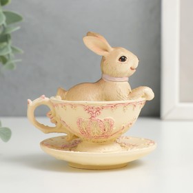 Фигурка полистоун «Кролик в ажурной чашечке», 8×7×8 см