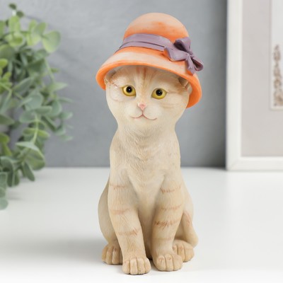 Фигурка полистоун «Кошечка в дамской шляпке», 16.5×7.5×10 см